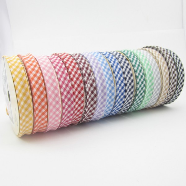Vichy-Karo-Schrägband, 18mm breit, 10 Farben zur Auswahl