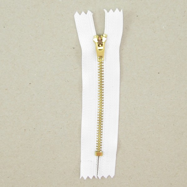 Hosen und Taschenreißverschluss weiß mit Metallzähne - verschiedene Längen lieferbar