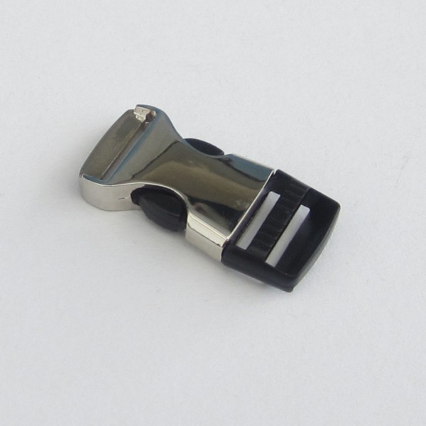 Steckschnalle aus Metall und Kunststoff, 15mm - schwarz-silber