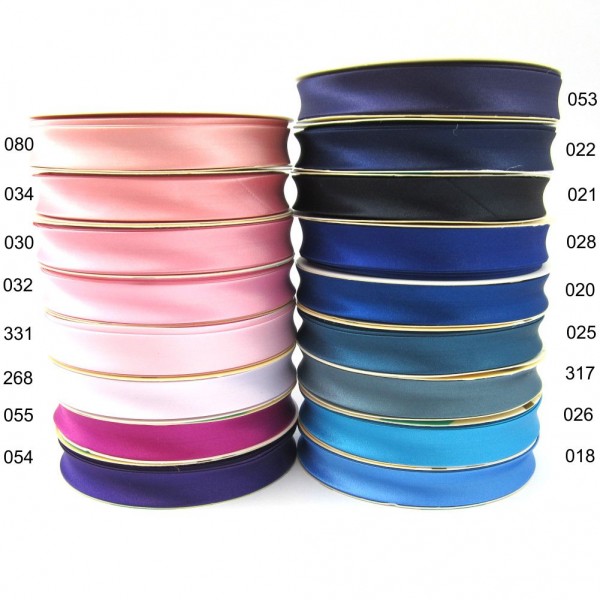 Satin Schrägband uni, 18mm - rosa - violett - blau