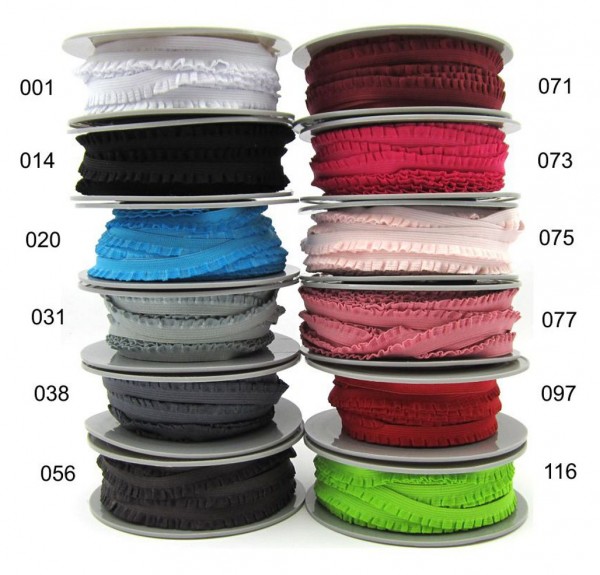 Gerüschtes Gummiband 12mm - Wäschegummi - 8 Farben zur Auswahl