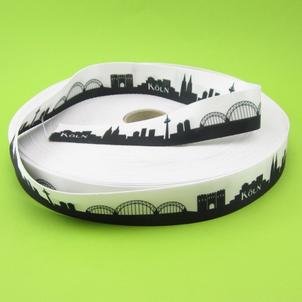 Kölnmotiv Gurtband, schwarz-weiß, 40 mm breit